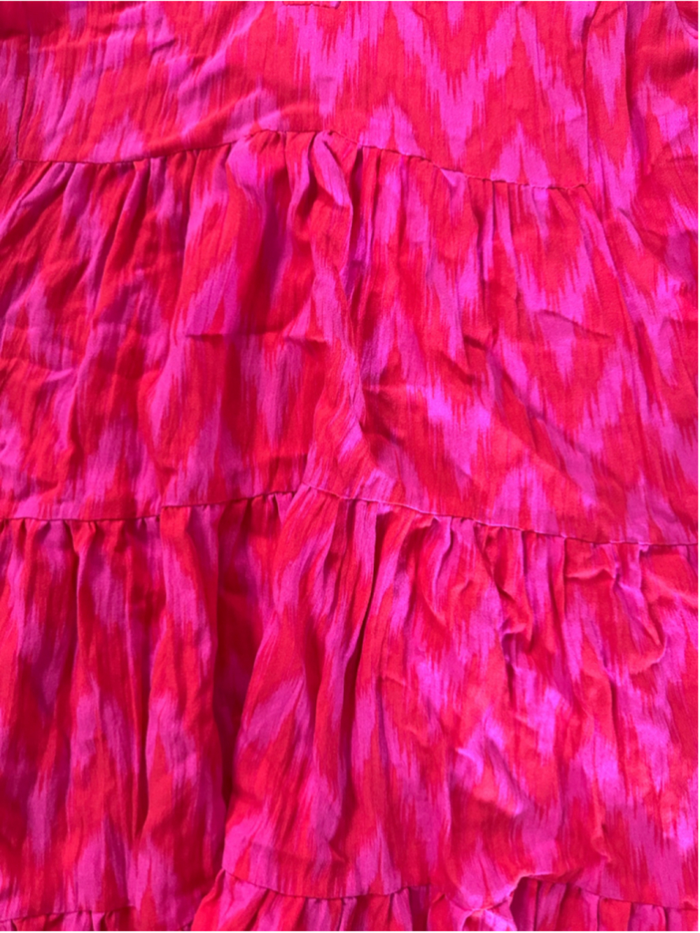 Women's Pomander Place Mini Dress XL Pink Red Tiered Long Sleeve - Picture 5 of 7